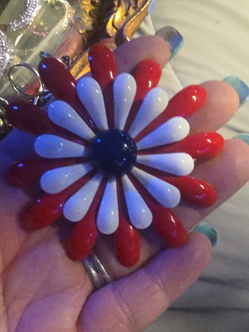 Red white blue flower